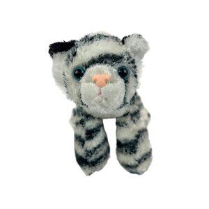 Tiger Black & White Blue Eyes Pink Nose 8” Aurora Bean Bag Plush Stuffed Animal